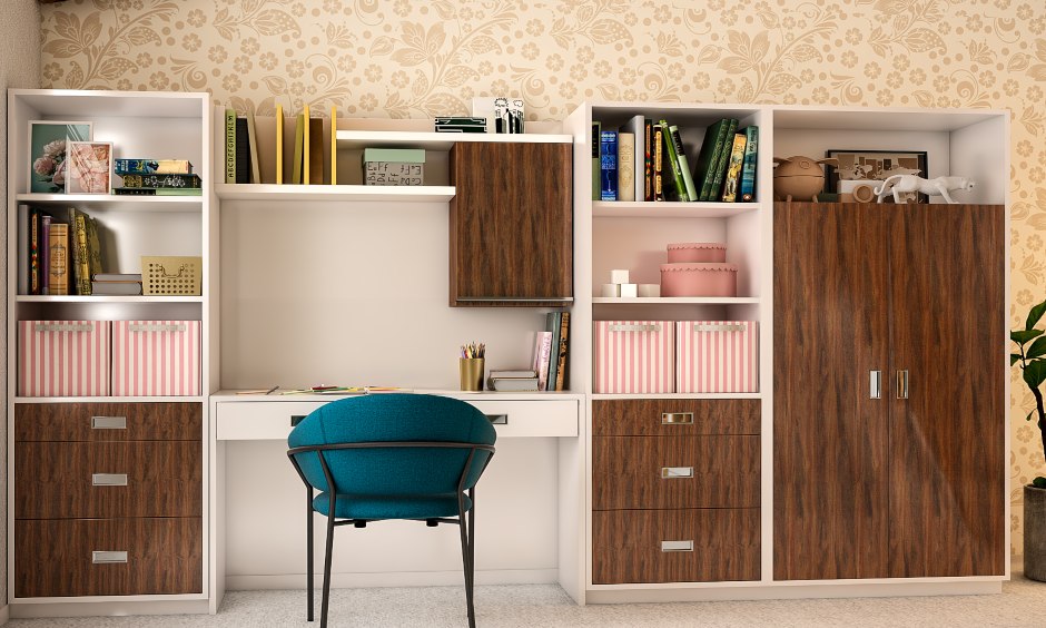 Childrens bedroom design in rustic style along with kids bedroom with study table