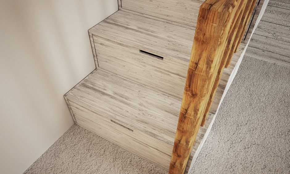 Rustic ginger bread house kids bedroom stairways
