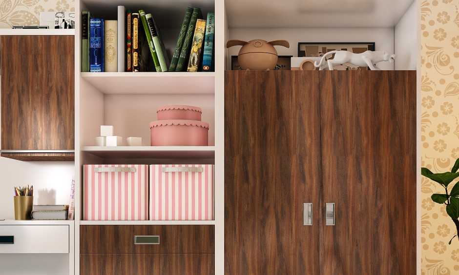 Kids bedroom interior with rustic style wardrobe design done by best kids bedroom interior designers