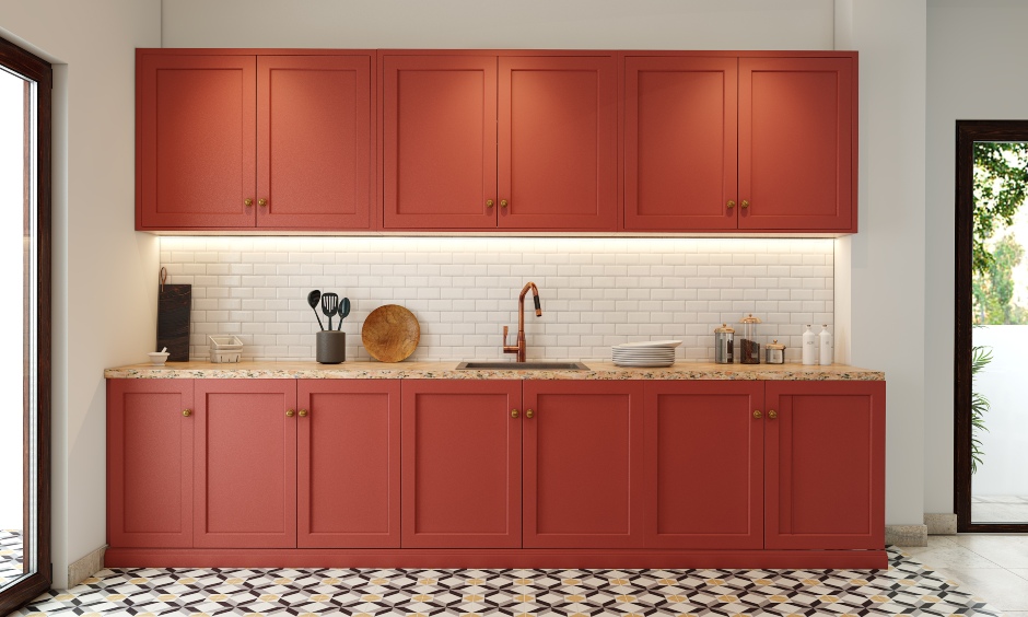 Bright and pretty kitchen design in rose and gold
