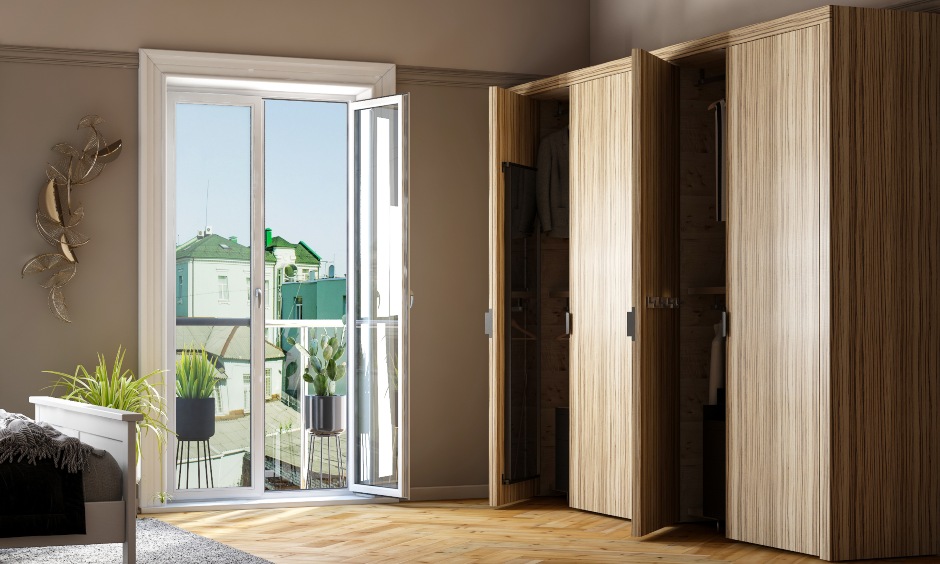 Wardrobe with compartments drawers for storing clothing