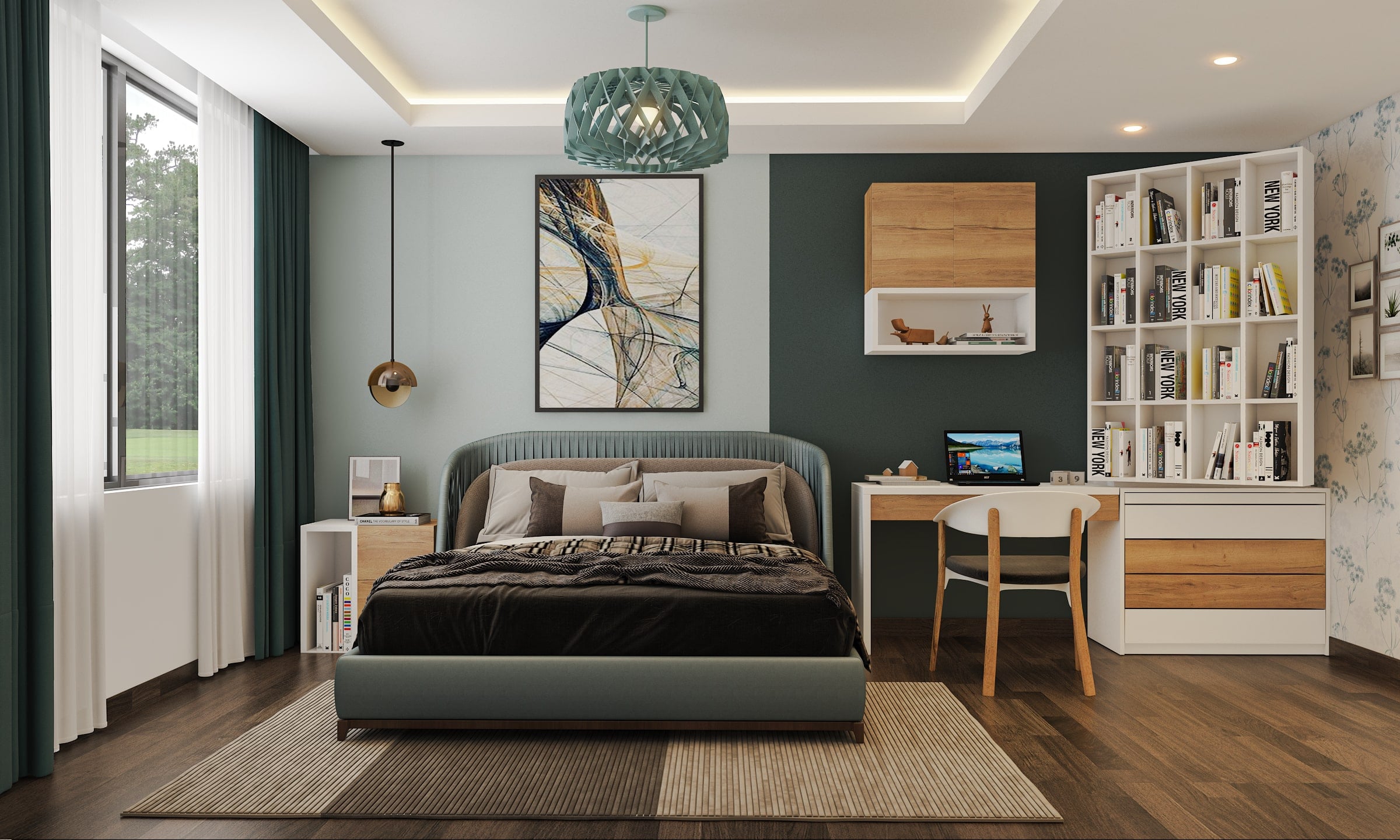 A Study Unit Design With An Integrated Bookshelf | Design Cafe
