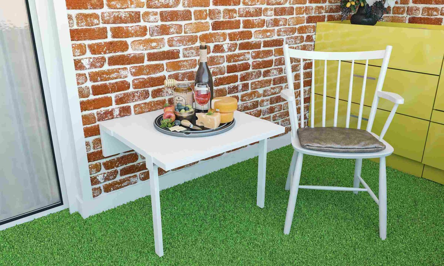 Small foldable table designed in balcony to save space for small balconies