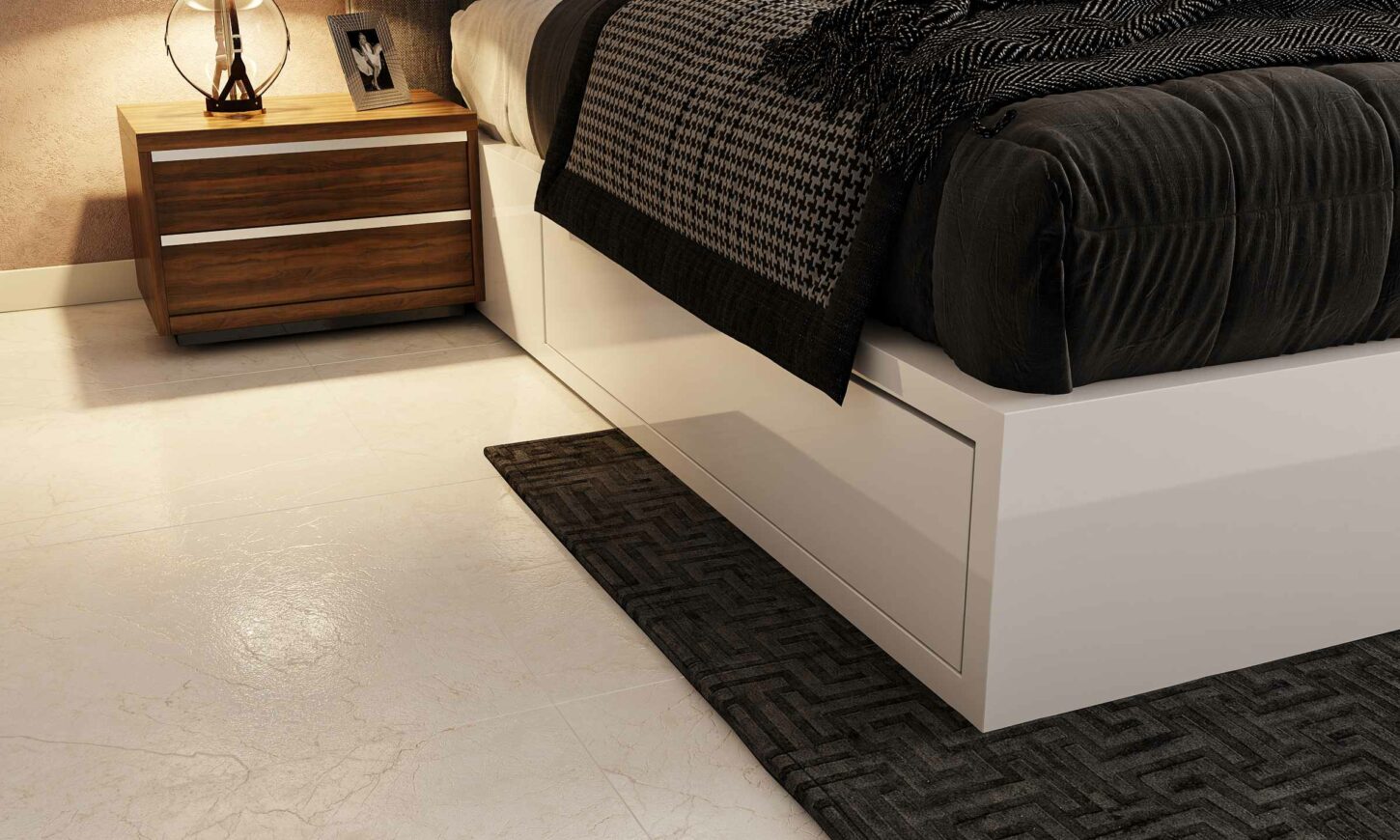 A Bedroom With A Smart 5-Door Wardrobe - DesignCafe
