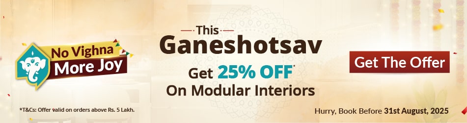 DesignCafe Ganesh Chaturthi Offer – Get 25% Off on Modular Interiors.