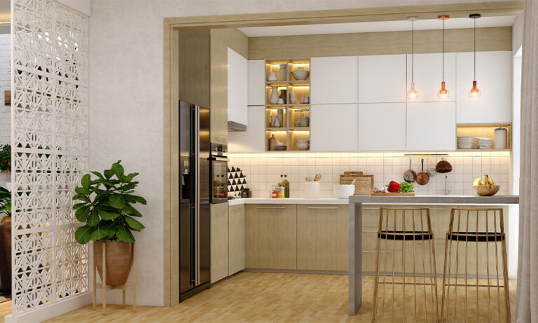 Wooden Modular Kitchen Designs With Wood Finish
