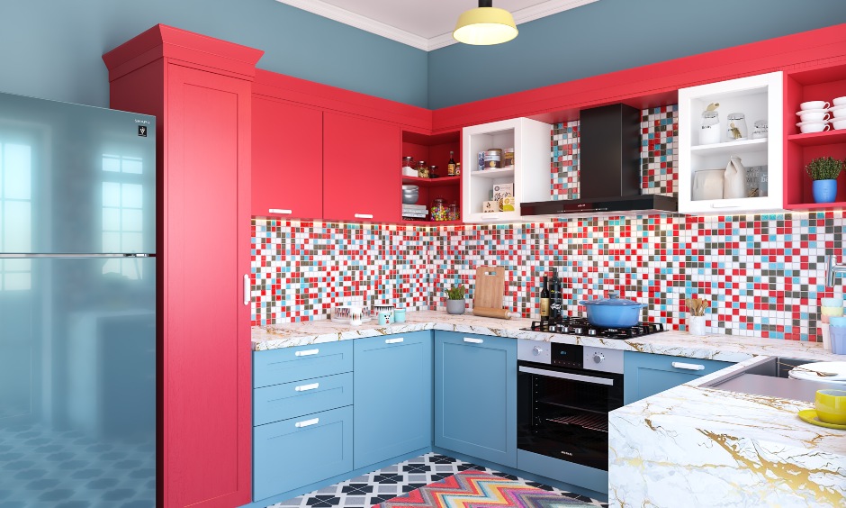 A Modern U Shaped Kitchen Design With Dual Tone - DesignCafe