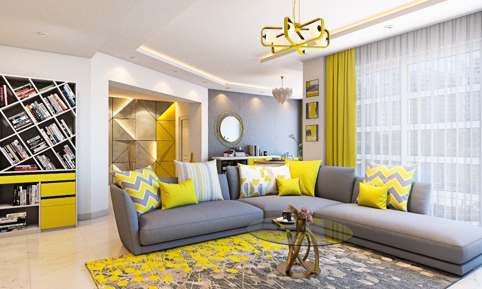 A Bright Living Room In Pantone’s Colour Of The Year - DesignCafe