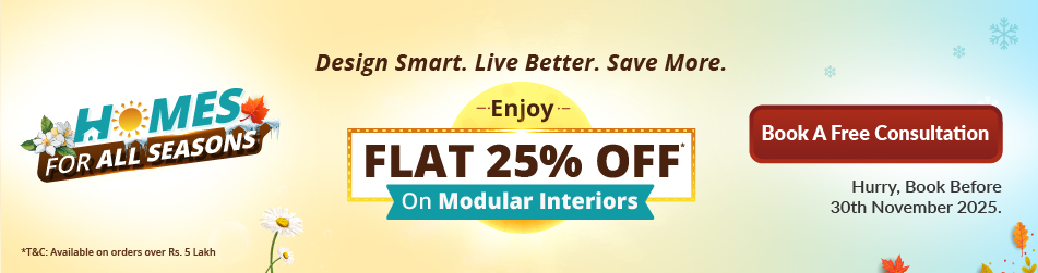 DesignCafe November offer – 25% off on modular interiors