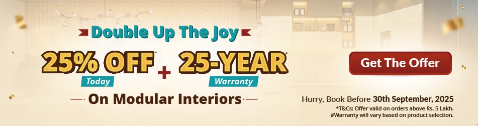 Special offer on modular interiors – 25% off with 25-year warranty.