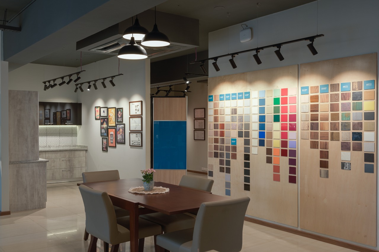 Dining table at Design Cafe mysore experience centre is a home interior store