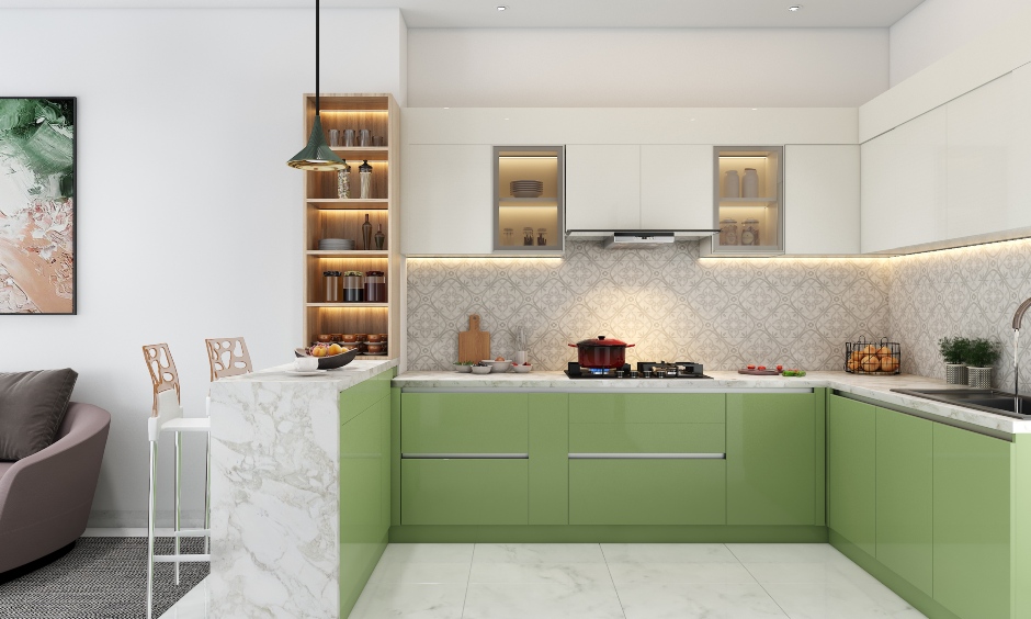 A G-shaped Kitchen With A Breakfast Counter - DesignCafe