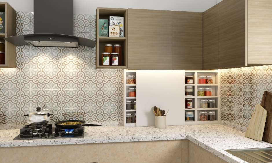 Modern kitchen design with a spice cabinet let's arrange your spice bottles