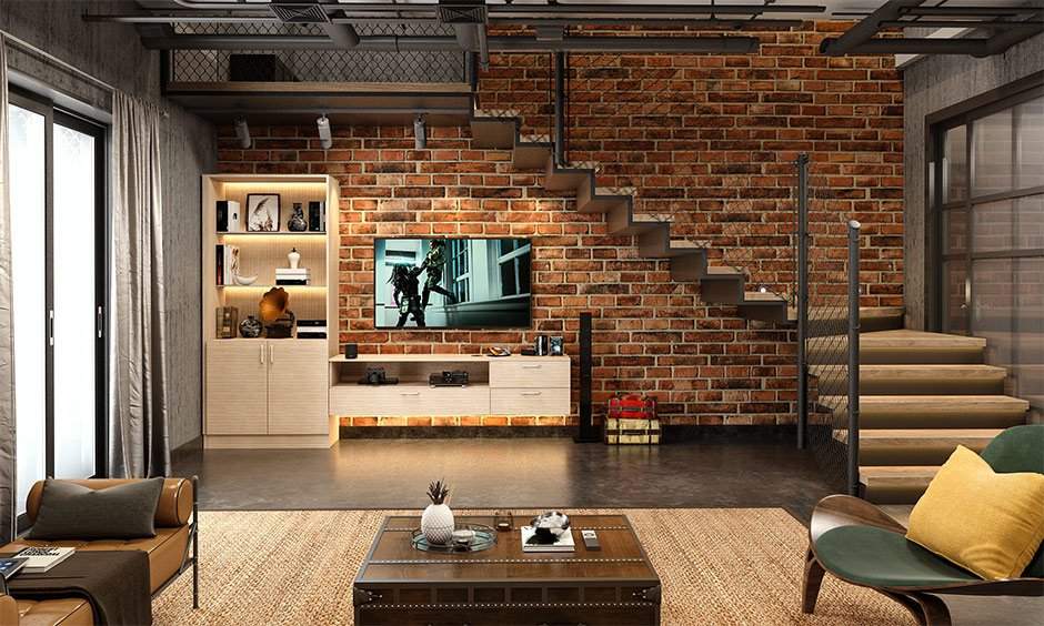 Innovative TV Unit Design Under Staircase DesignCafe