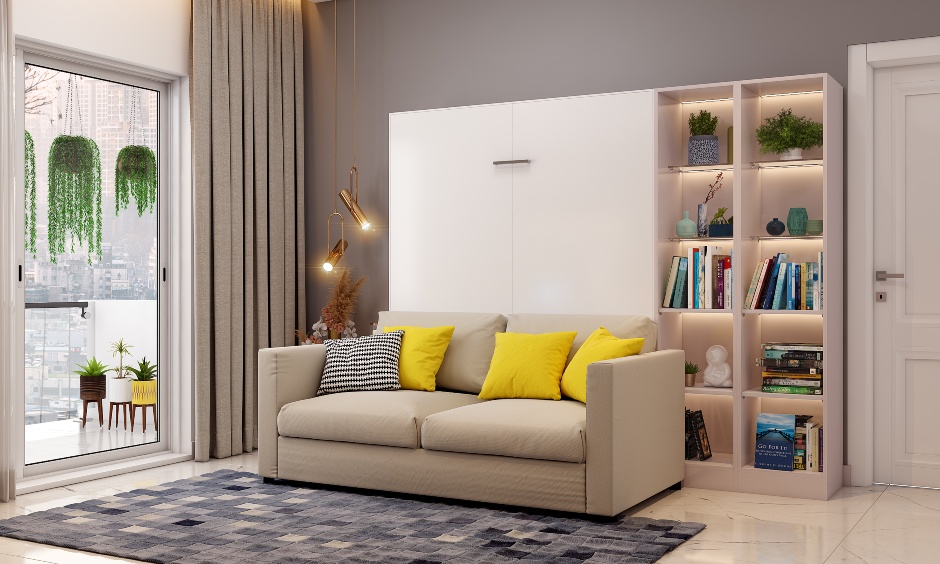 Space-saving modern bedroom design with multi-purpose furniture