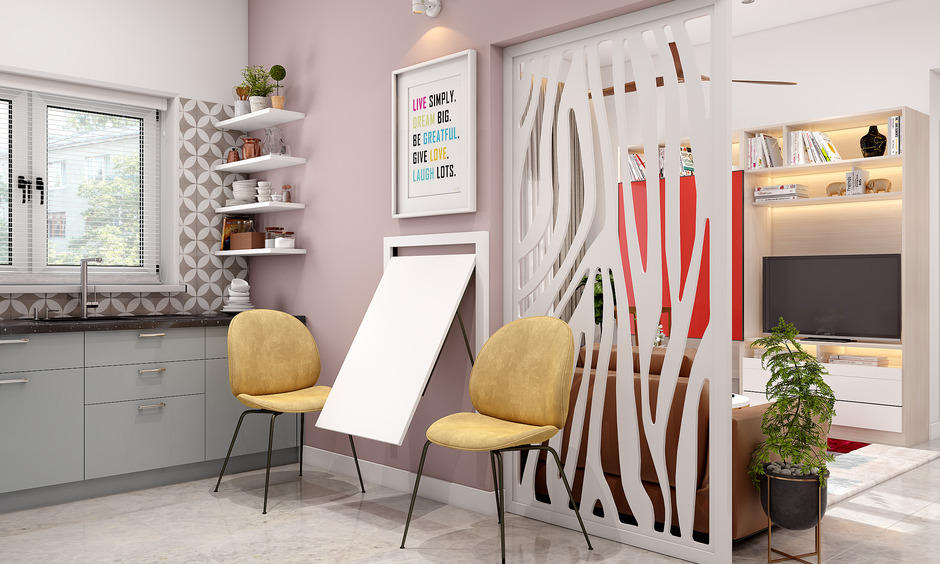 An-L-shaped-Kitchen-With-2-Chairs-and-a-Foldable-Dinning-Table