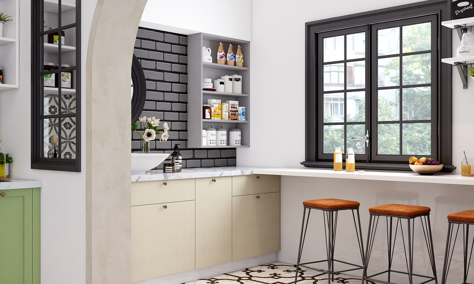 dining area with a small shelf