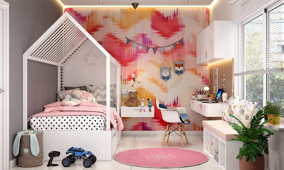 compact kids room in vibrant colours