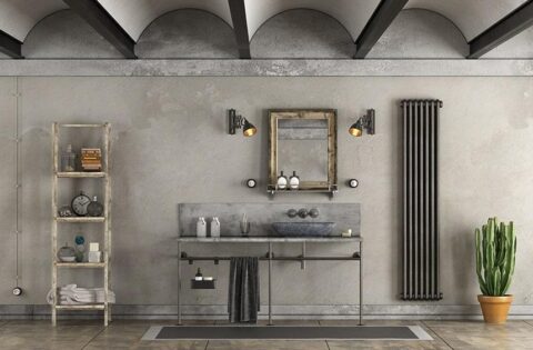 Grey bathroom cabinet design, which looks sleek