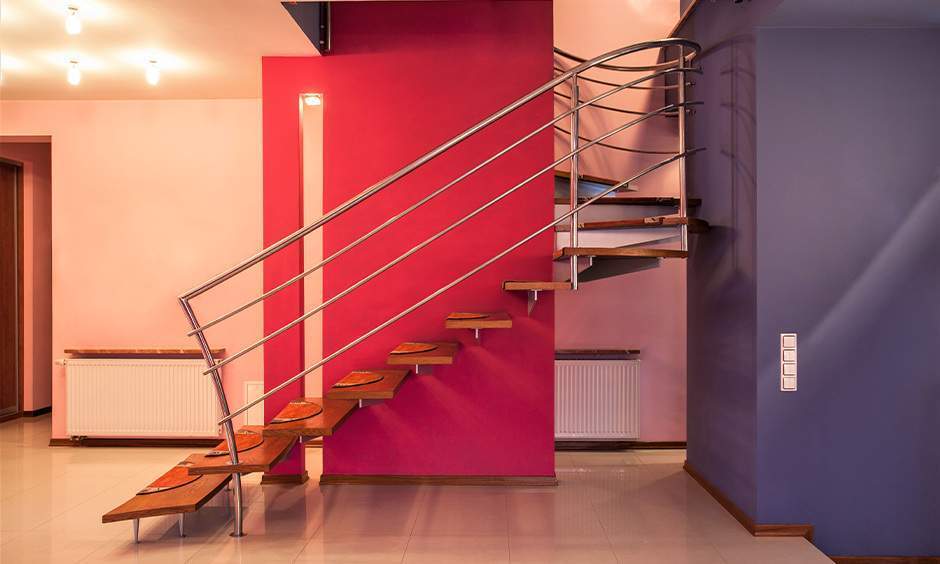 Modern steel railing design offers durability and style for indoor and outdoor spaces and is resistant to weather damage.