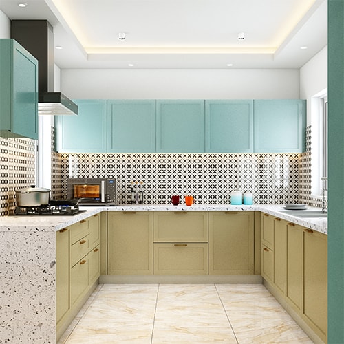 Interior designers in Noida Uttar Pradesh designed a u-shaped modular kitchen