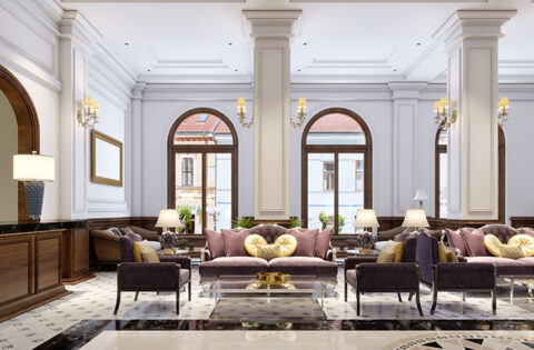 Stylish house flooring options, including marble, wood, and tile,s laid out in a modern home interior setting