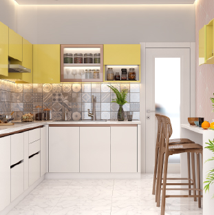Best modular kitchen in Gurgaon in a modern style with a breakfast counter