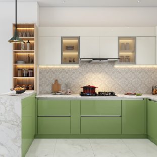G-shaped kitchen design for independent houses in Gurgaon