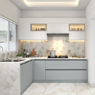 L shaped modular kitchen design for homes and apartments in Gurgaon