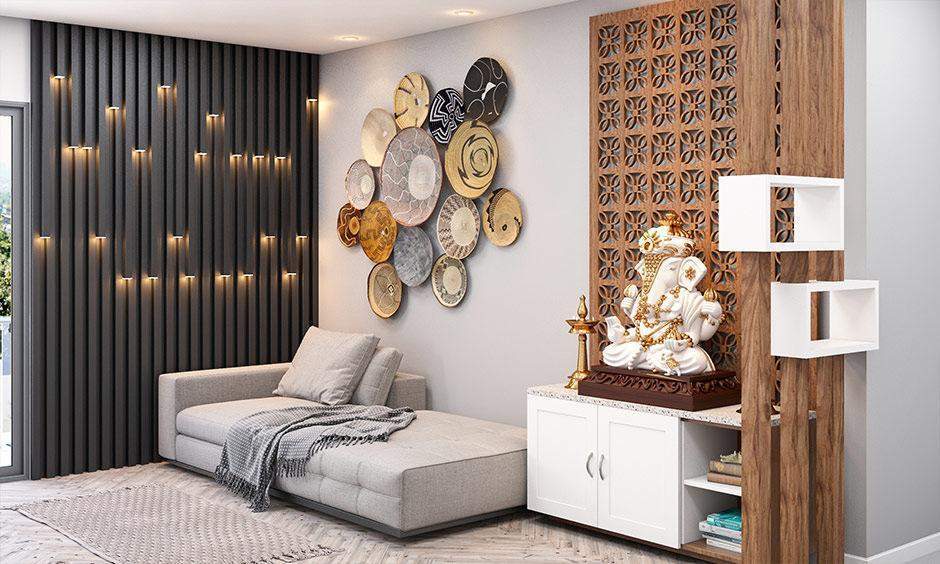Chic floor-to-ceiling bamboo installation adds modern elegance and warmth to a contemporary hallway