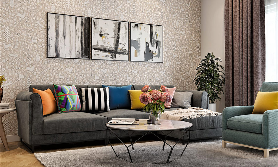 Elegant home decor for the living room with sectional sofa and the centre coffee table for a chic look