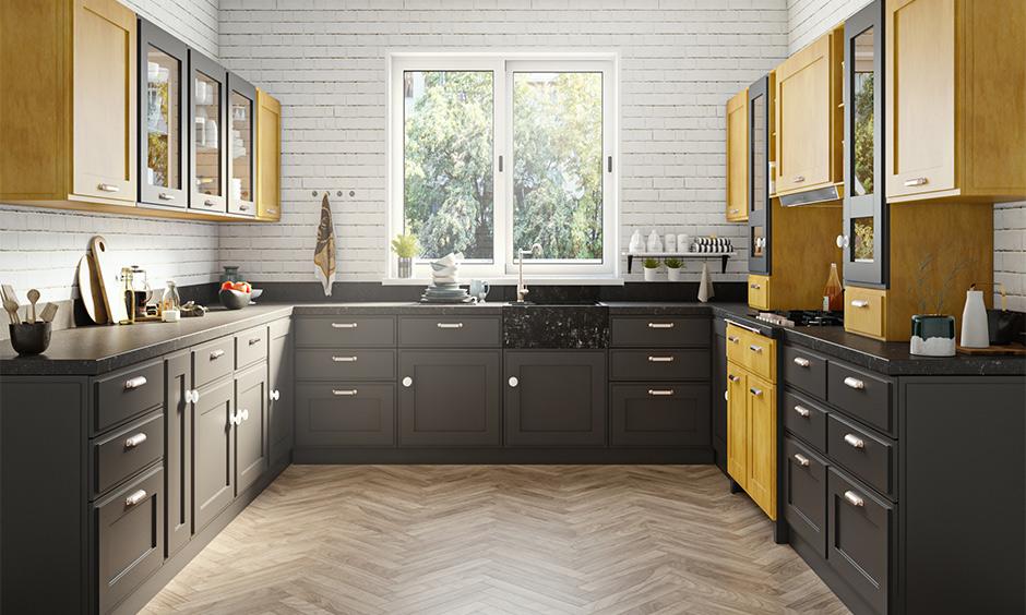 Pick a C-shaped kitchen for easy cooking, more counter space, and storage.