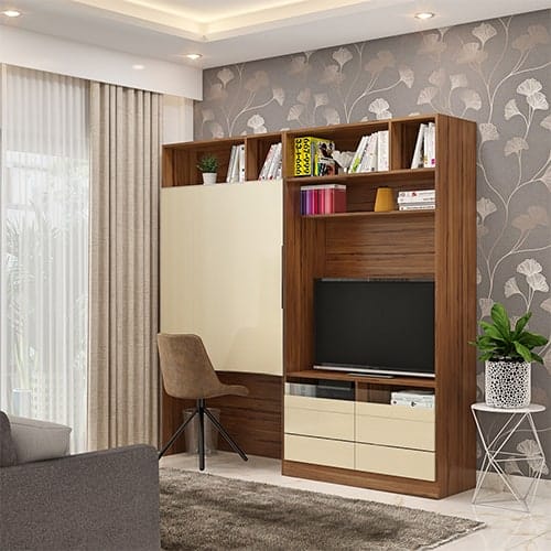 Good interior designers in Bhubaneswar designed a compact study cum tv unit