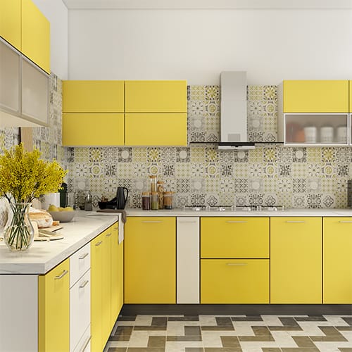 Home interior designers in Bhubaneswar created l shaped kitchen