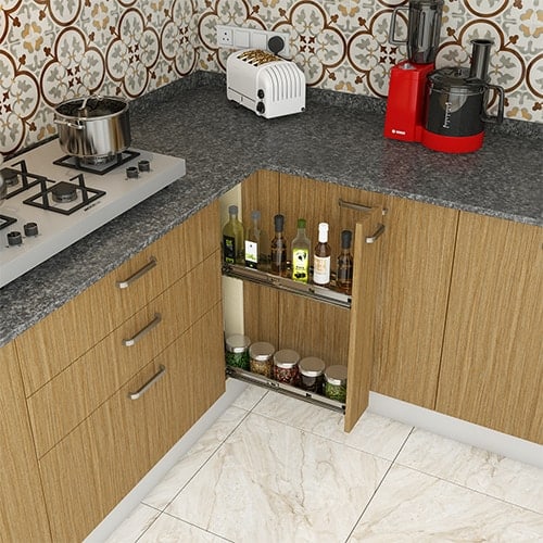Interior design company Bhubaneswar designed kitchen with oil-pullout for space-saving
