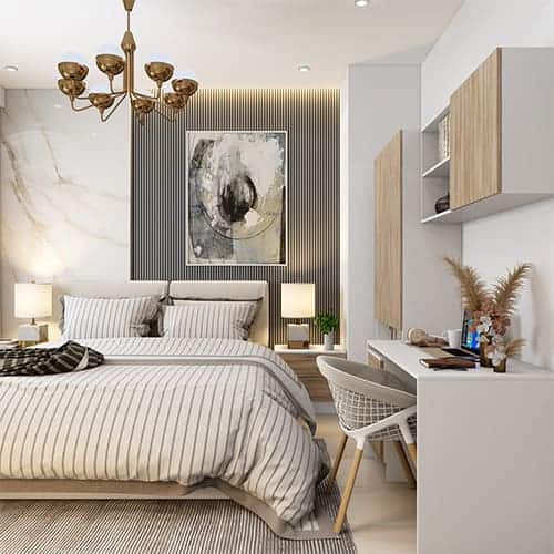 Top home interior designers in Bhubaneswar designed a bedroom with study unit