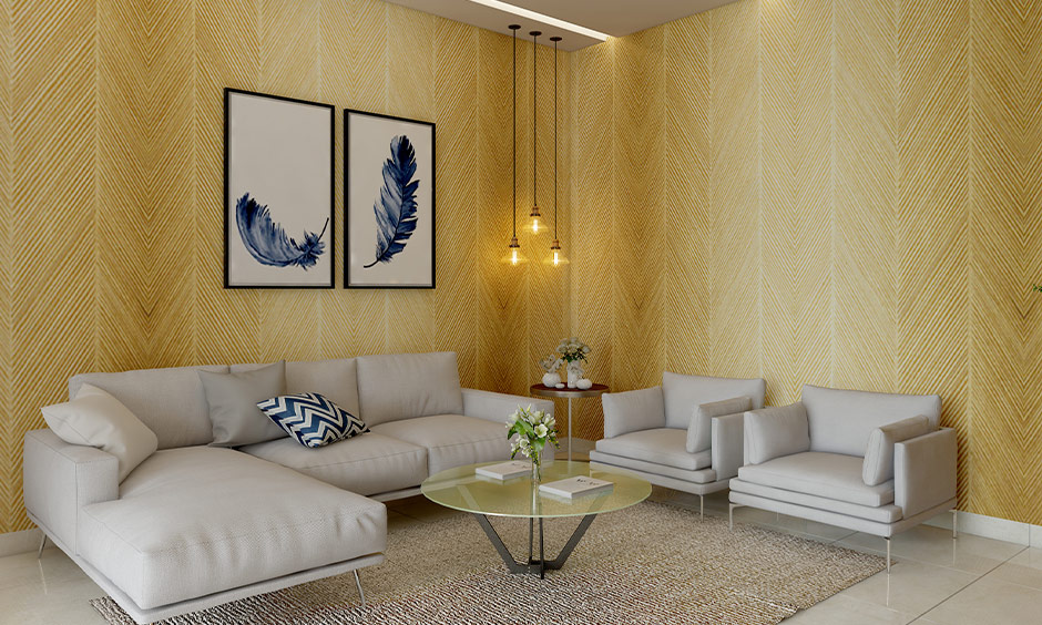 Concealed profile lights for a beautiful yellow seating space