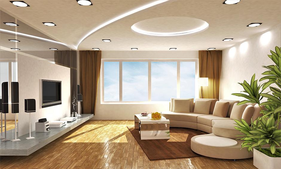 Contemporary round POP design with cove lighting for a modern finish