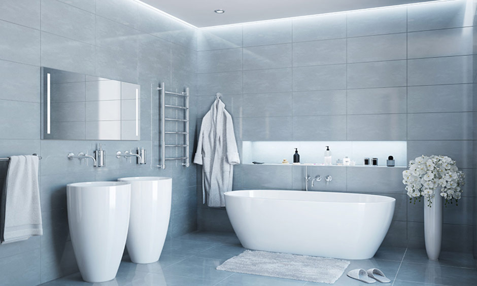 Bathroom niche lighting which completely brightens up the space