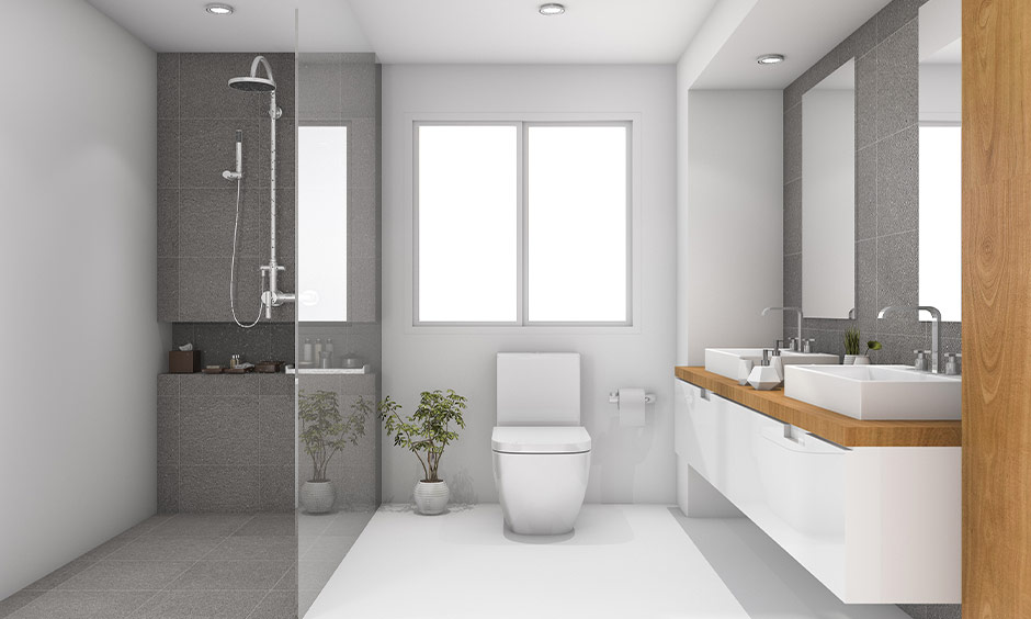 Low-maintenance bathroom niche design made of perfect materials and finishes