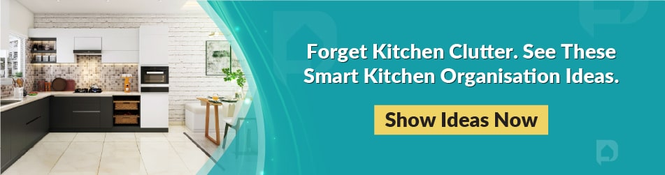 Neatly arranged modern kitchen with smart storage ideas and clutter-free, organized layout.