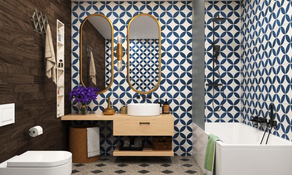 Bathroom renovation ideas include painting old tiles with tile paint or waterproof stickers.