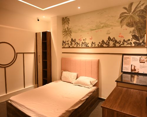 Bedroom with modern bed headboard in bhubaneswar designcafe design studio