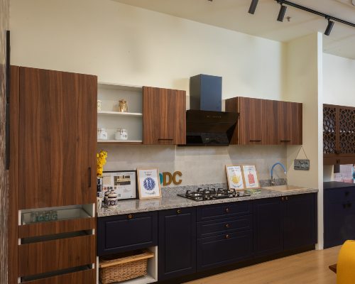 Single walled kitchen design at designcafe thalej, ahmedabad