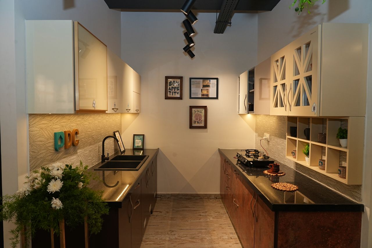 Stunning parallel kitchen interior in Jakkur, Bangalore, featuring sleek design and efficient layout.