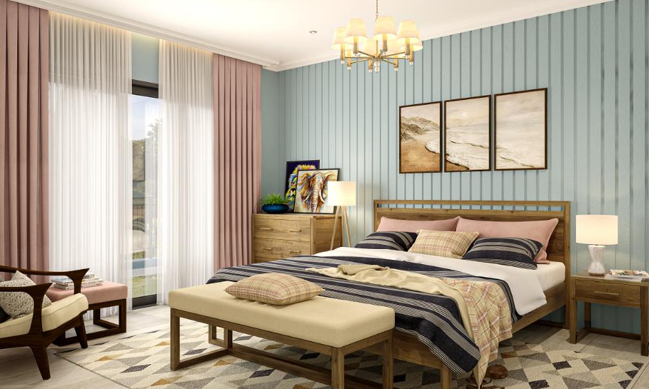 Soft and playful light blue and pink combination with blush accents, perfect for cheerful spaces.