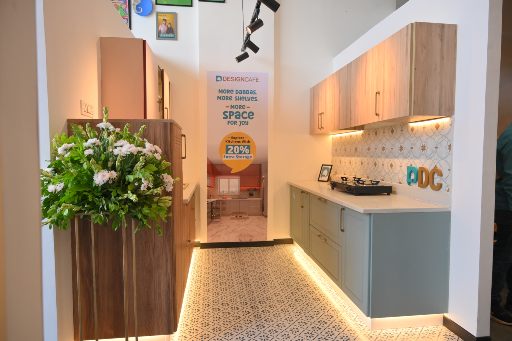 Functional modular parallel kitchen model featured in Gurugram experience centre, Haryana.