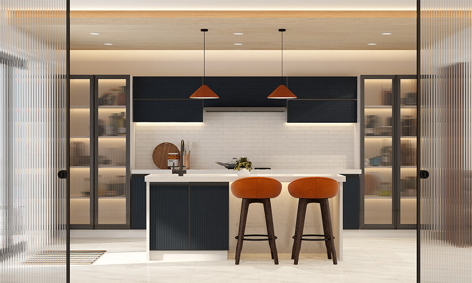 2 BHK flat interior design low budget in Bhubaneswar featuring a modular kitchen with functional layout and elegant finishes.