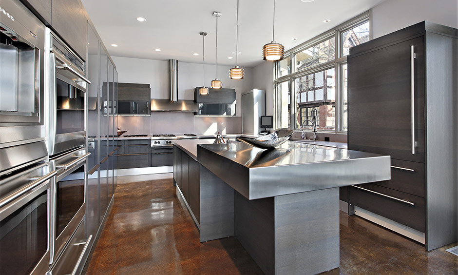 Premium stainless steel kitchen cabinets offering durability and waterproof design