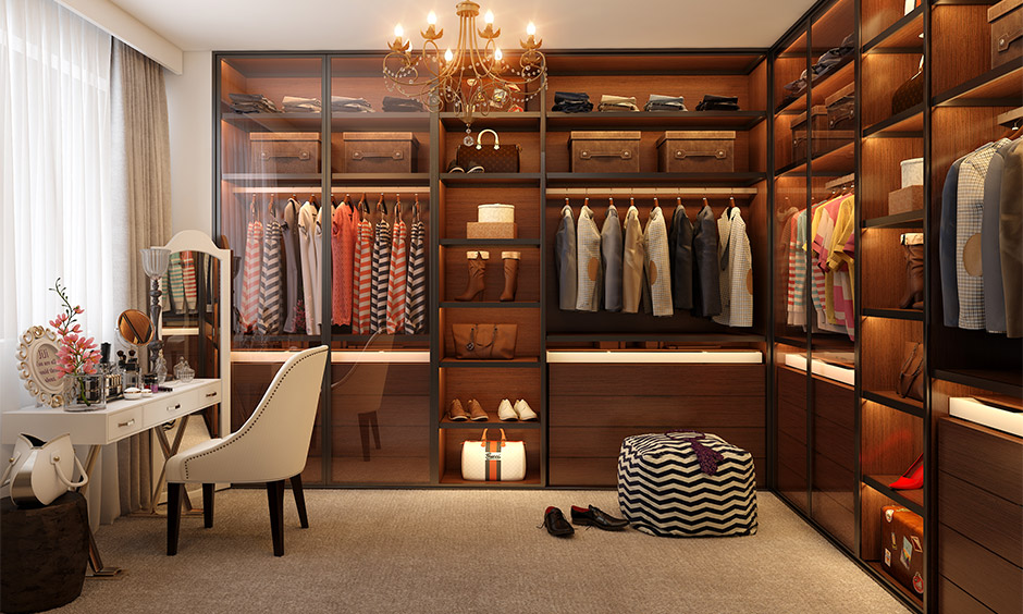 Walk-in modular wardrobe furniture, which offers practicality and elegance